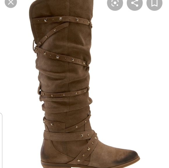 Report Shoes - ⚡🔥Report slouchy brown faux suede studded boots